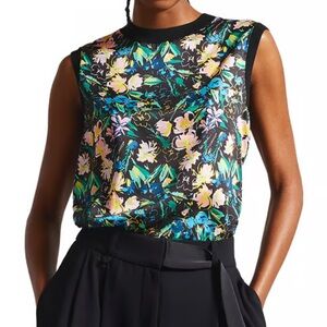 New Ted Baker Flowsie Sketchy Magnolia Printed Sleeveless Top Sz 2 (4-6US)